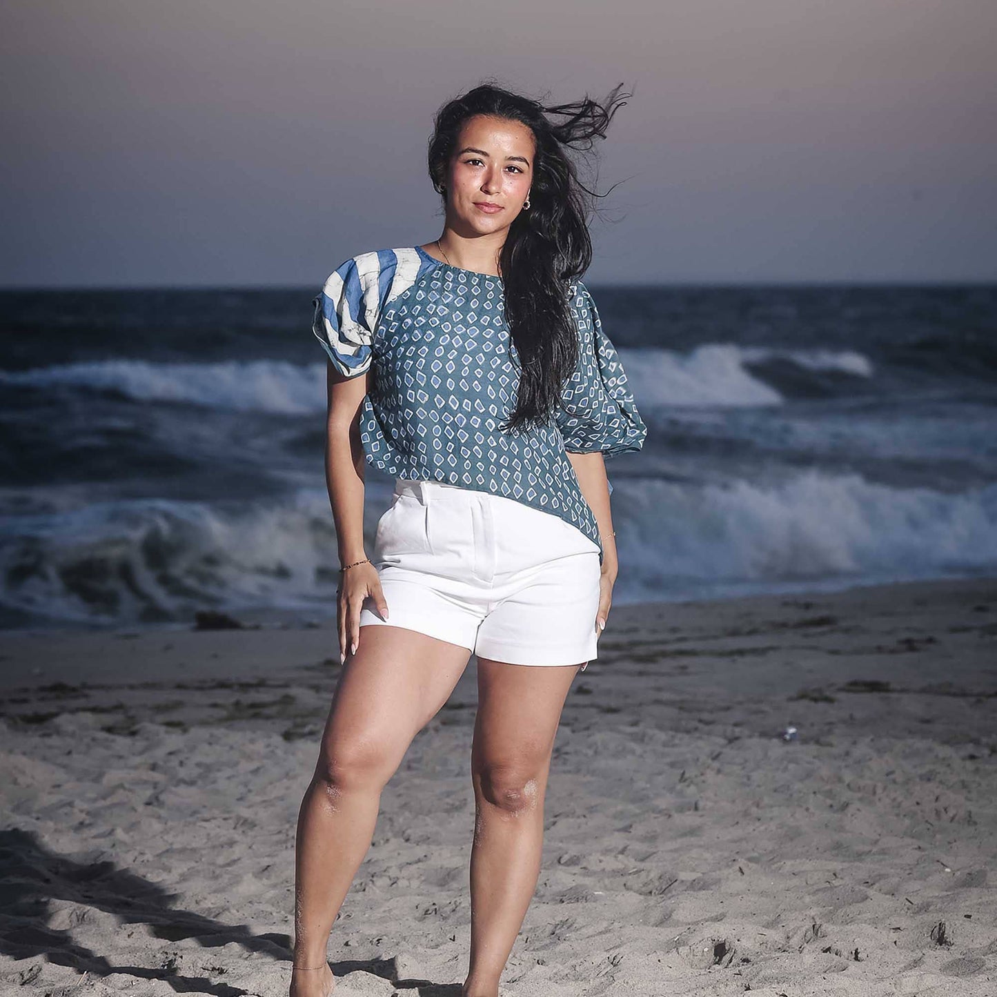 Block Print Cotton Silk Crop Top