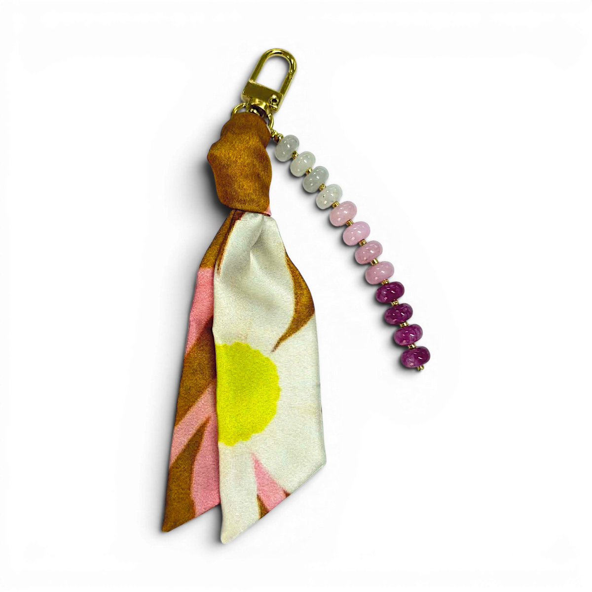 Retro Floral & Neon Gemstone Bag Charm