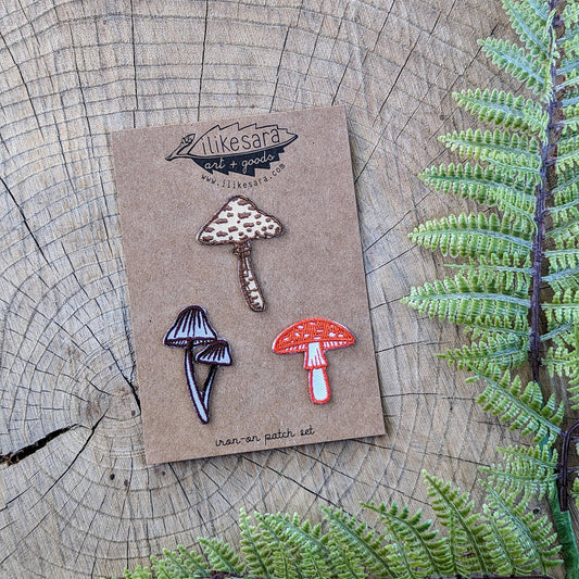 Set of 3 Mushroom Iron-On Patches