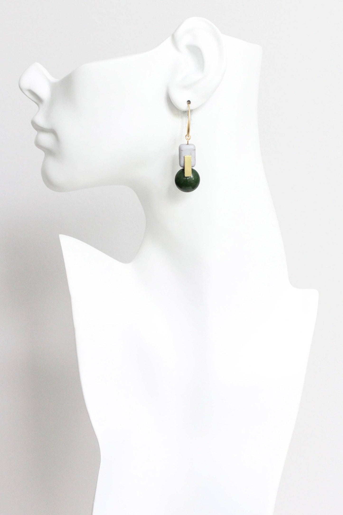 Hunter green and gray earrings