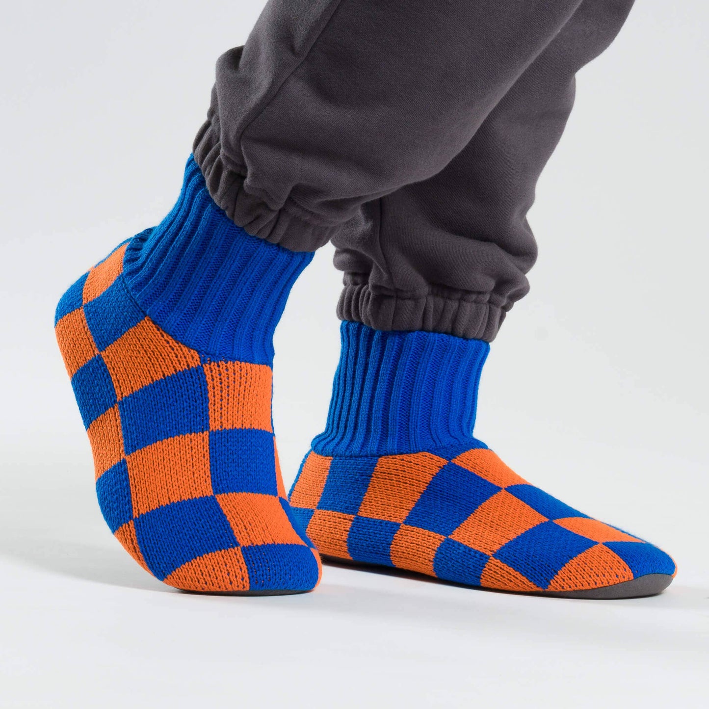 Checkerboard Knit Sock Slippers