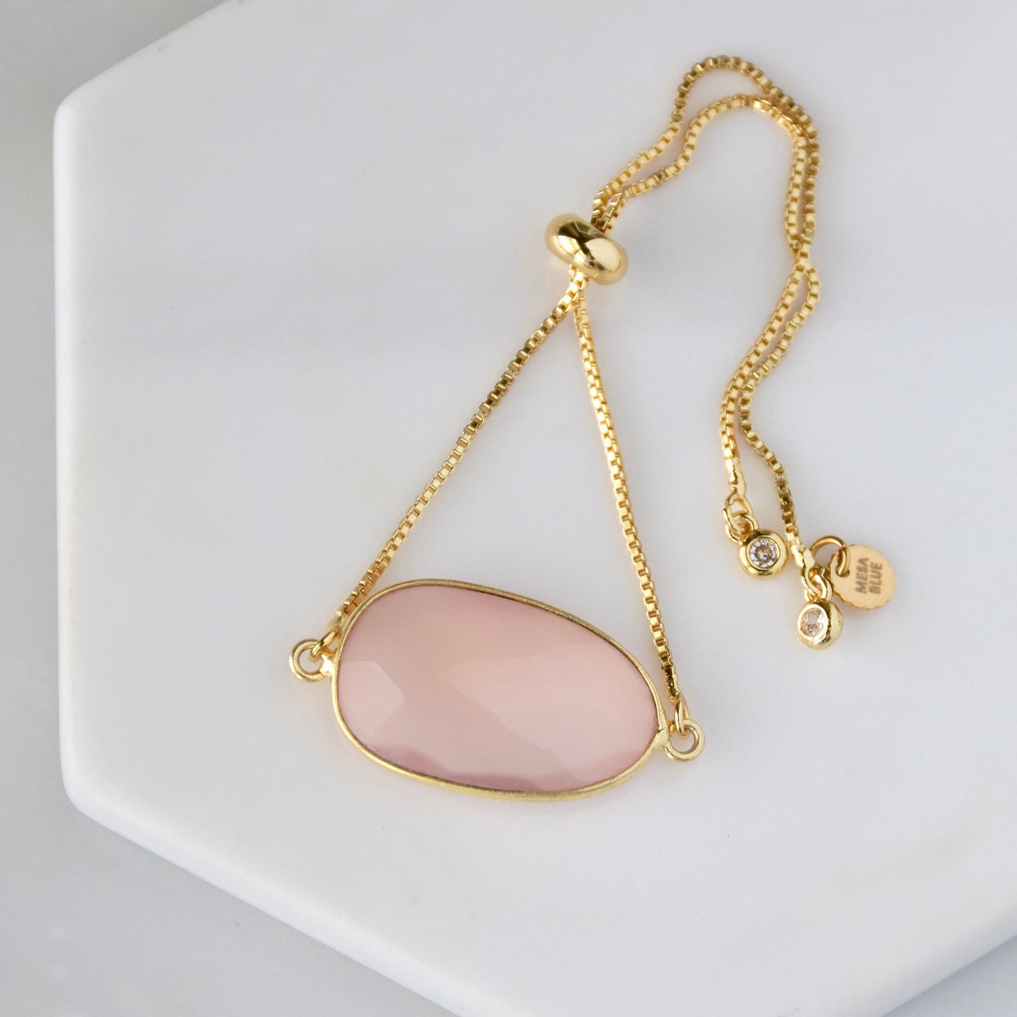 Faceted Large Gemstone Adjustable Bracelet