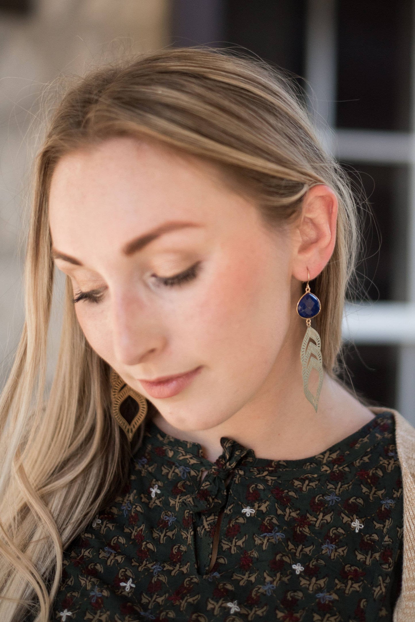 Lapis Leaf Earrings