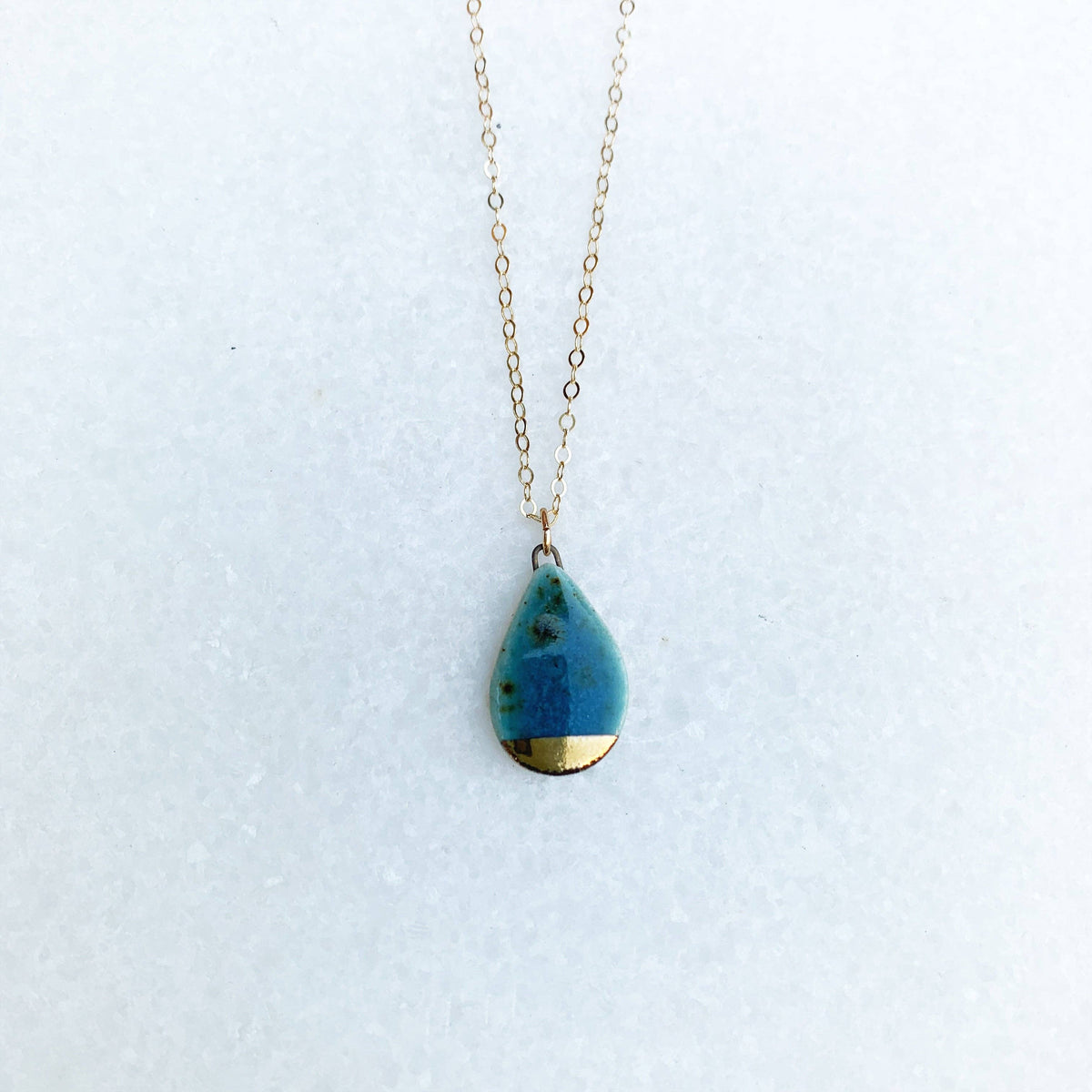 Small Teardrop Necklace - Teal/Gold