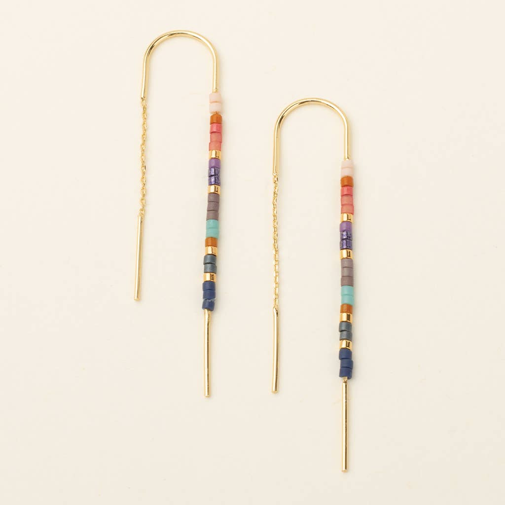 Miyuki Thread Earring - Dark Multi/Gold