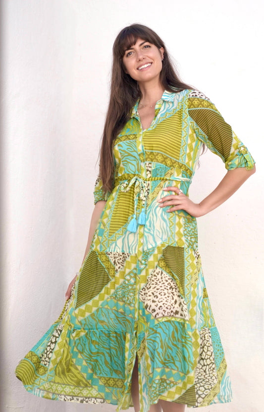 Lena Shirt Dress Emerald Green