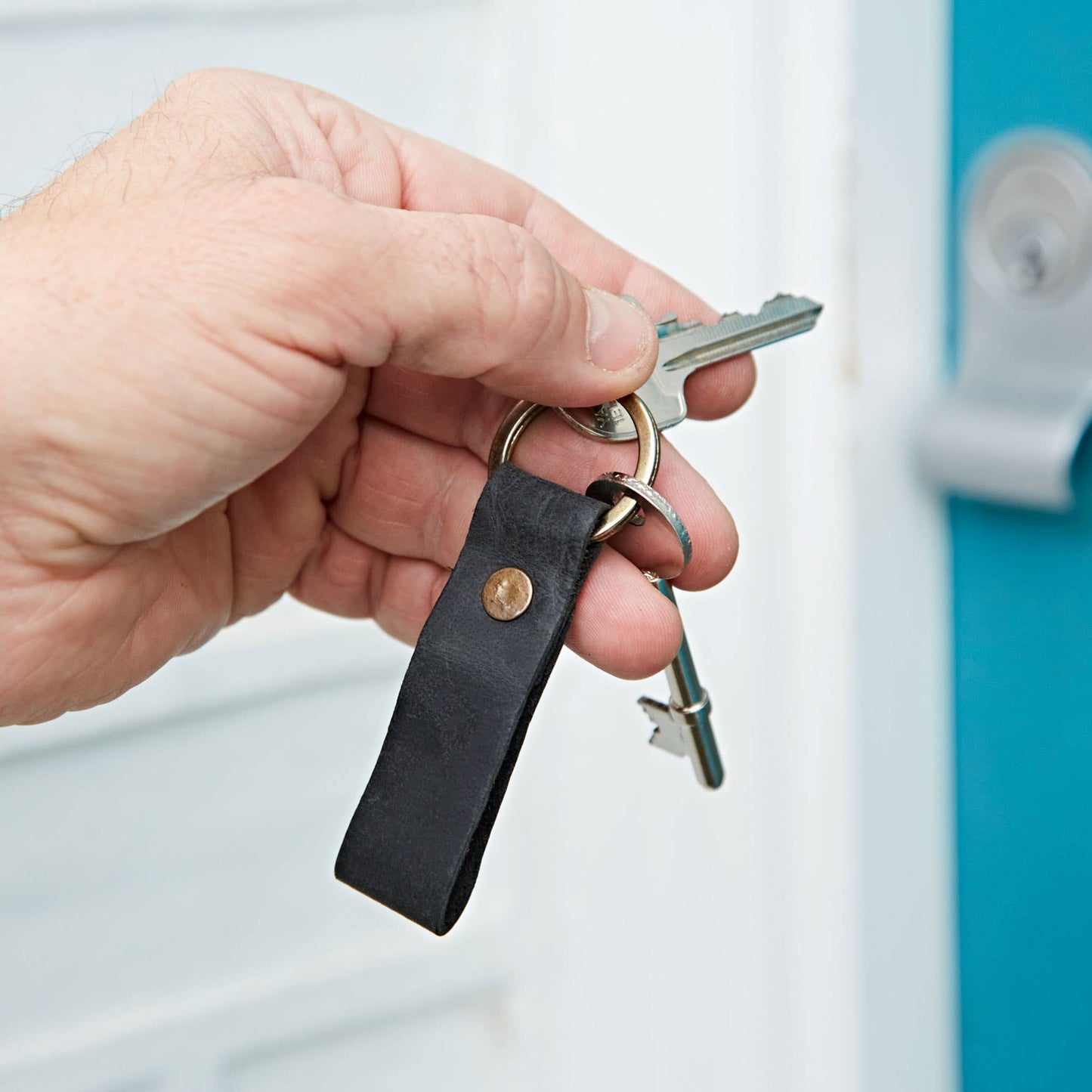 Buffalo Leather Loop Keyring - Keychain - Key Fob