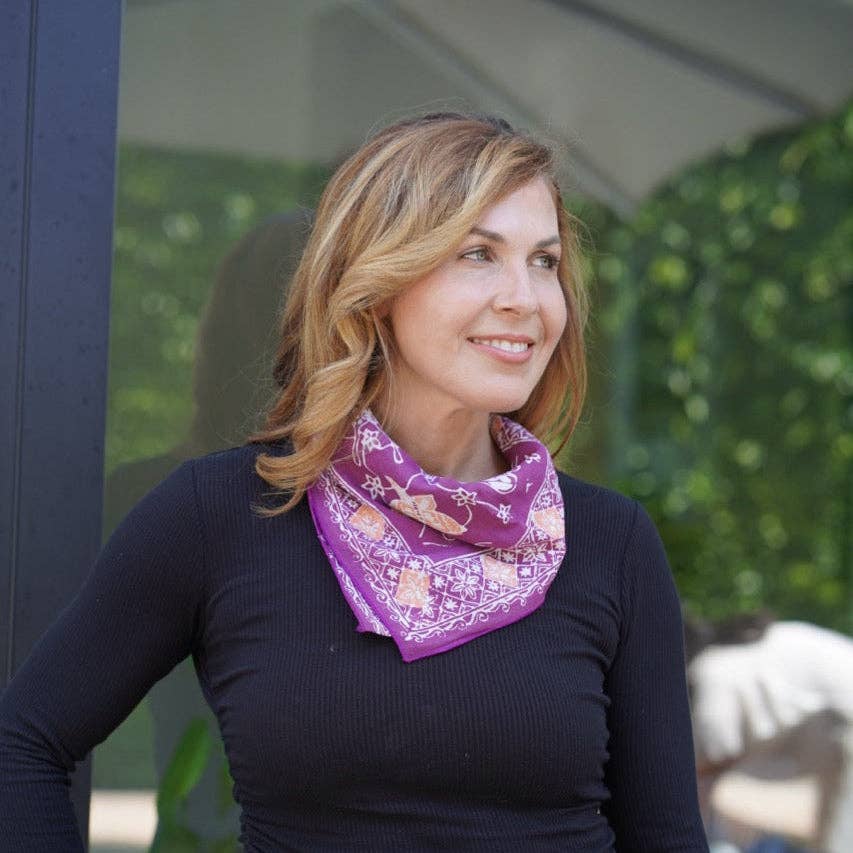 Hand Dyed Batik Bandana - Royal Flutter