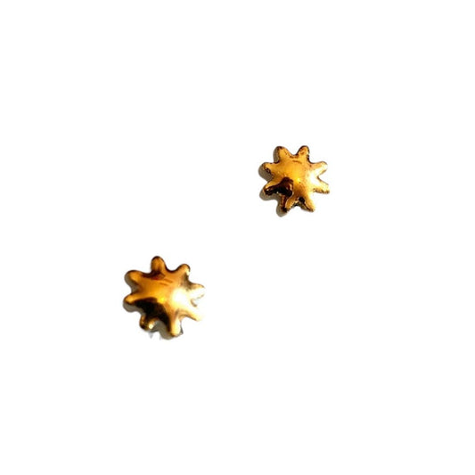 Flower + Gold Ceramic Studs