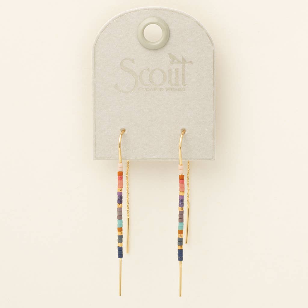 Miyuki Thread Earring - Dark Multi/Gold