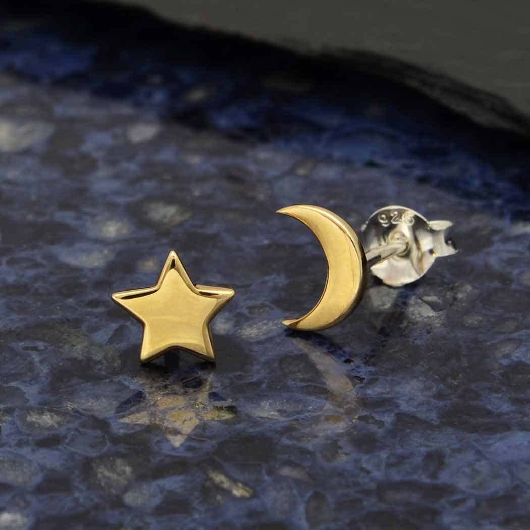 Star and Moon Stud Earrings