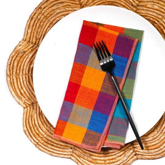 Fruit Salad Buffalo Check Dinner Napkins, Set/2