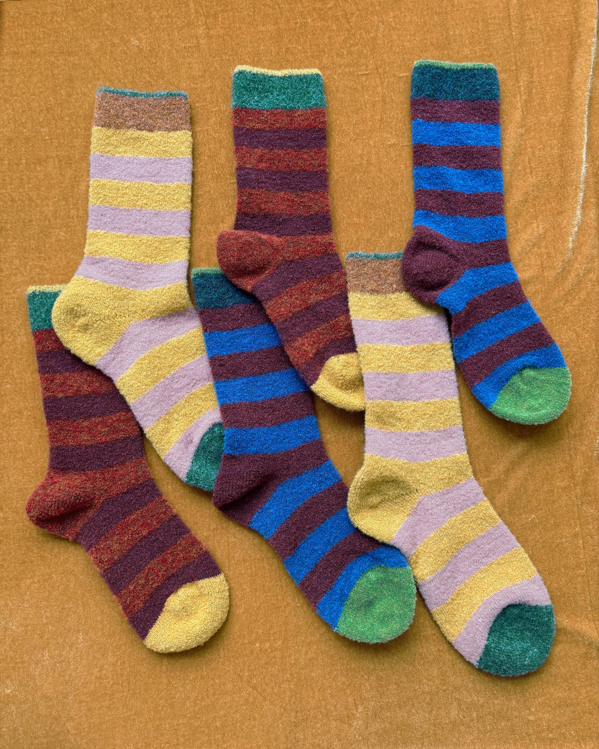 Wool Blend Mousse Rust Striped Socks
