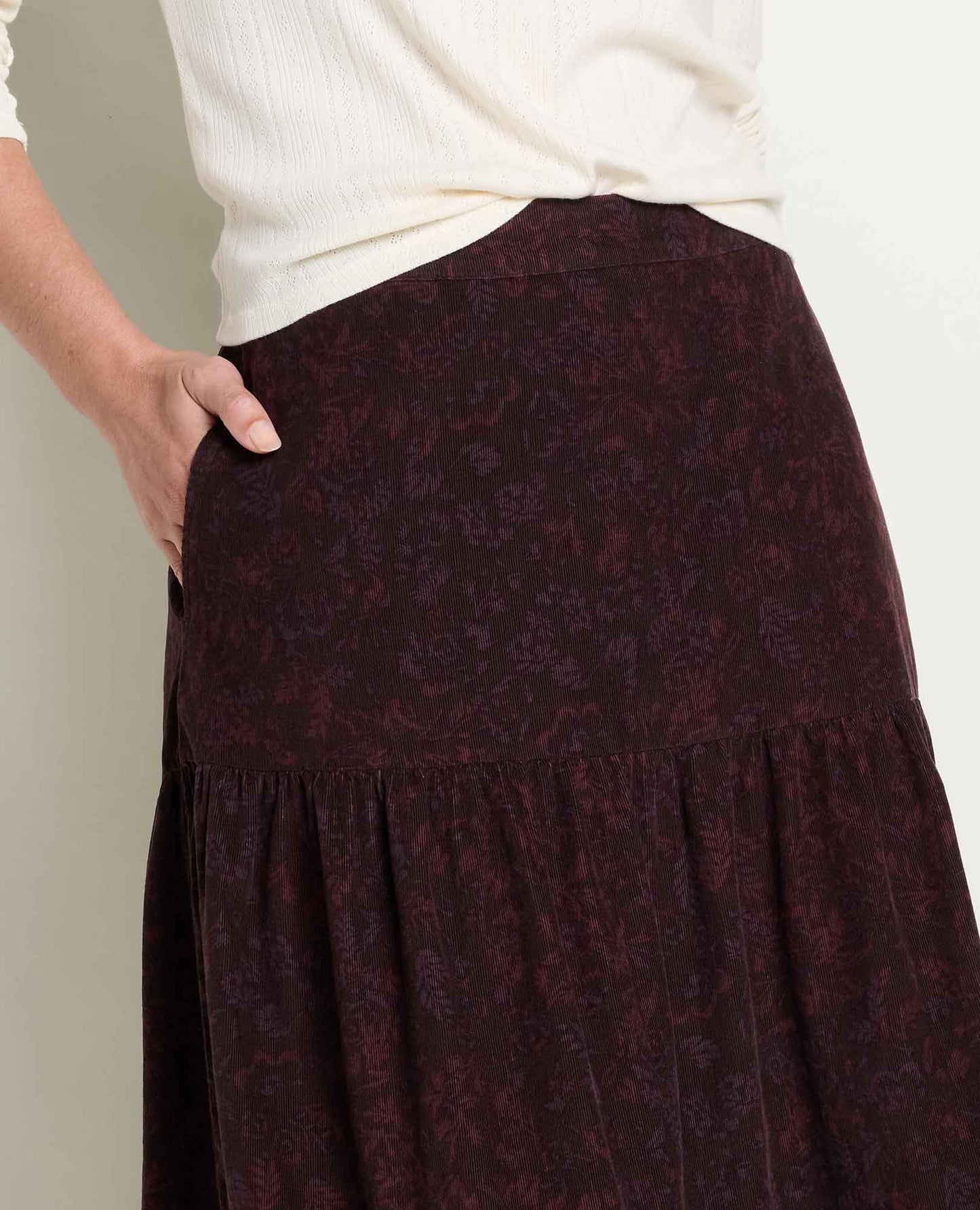 Cattail Cord Tiered Midi Skirt