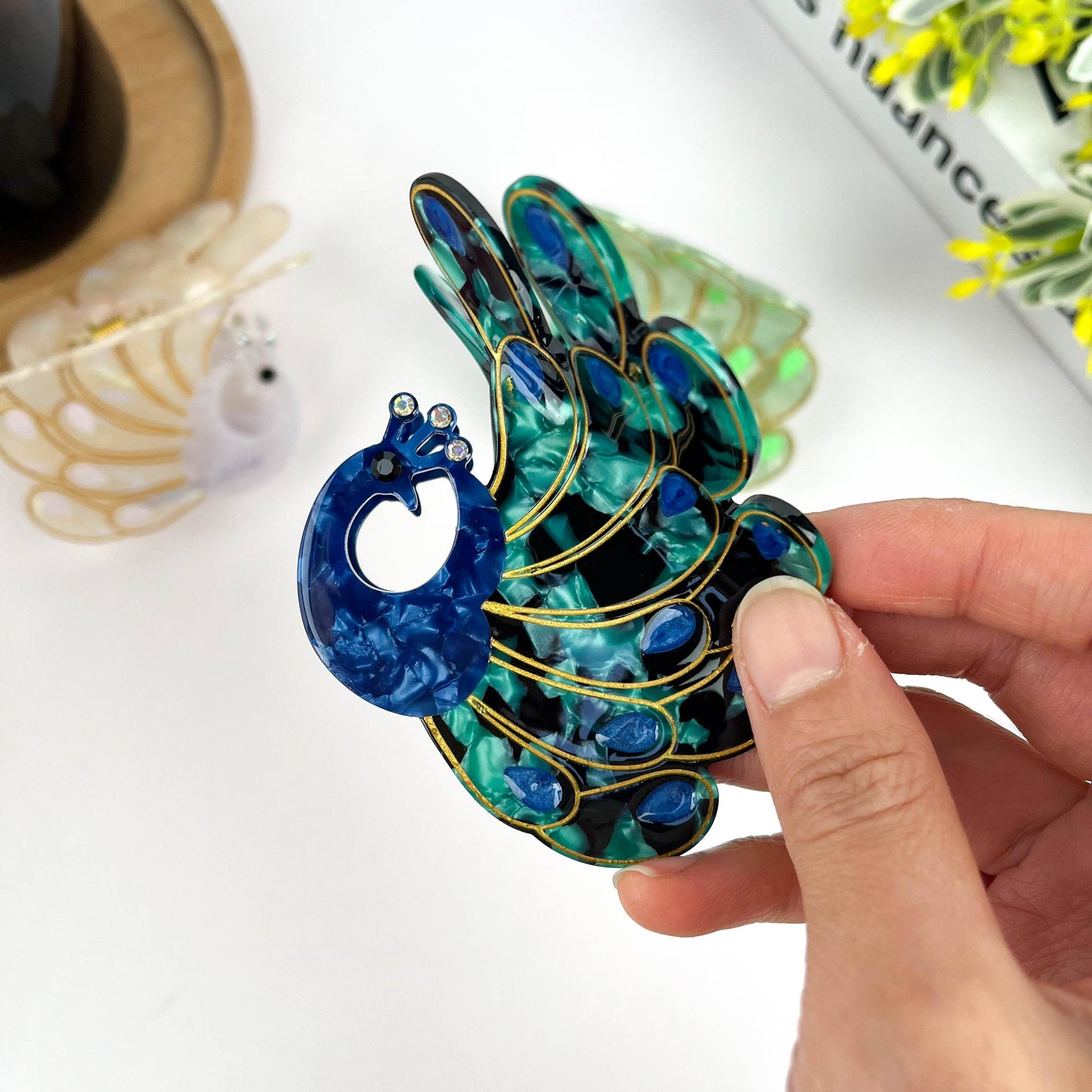 Peacock Hair Claw
