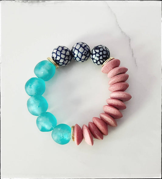 Recycled Glass & Ceramic Bracelet
