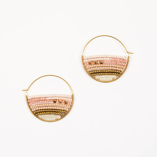 Layered Stripes Bead Hoop Earrings