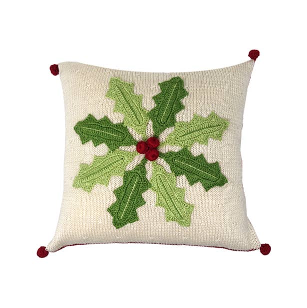 Holly Pinwheel Christmas Pillow