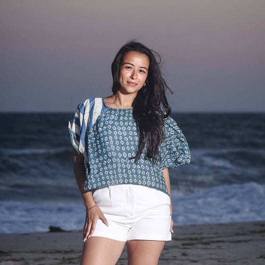 Block Print Cotton Silk Crop Top