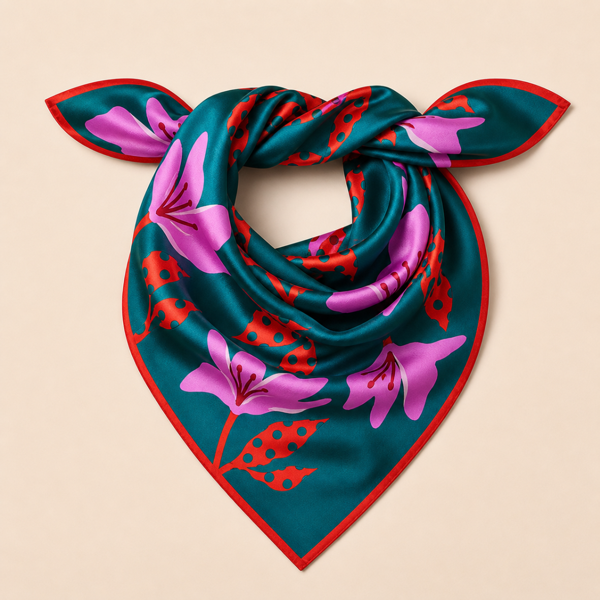 Silk Scarf: Bold Lily Floral