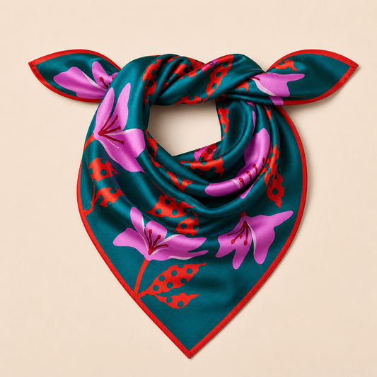 Silk Scarf: Bold Lily Floral