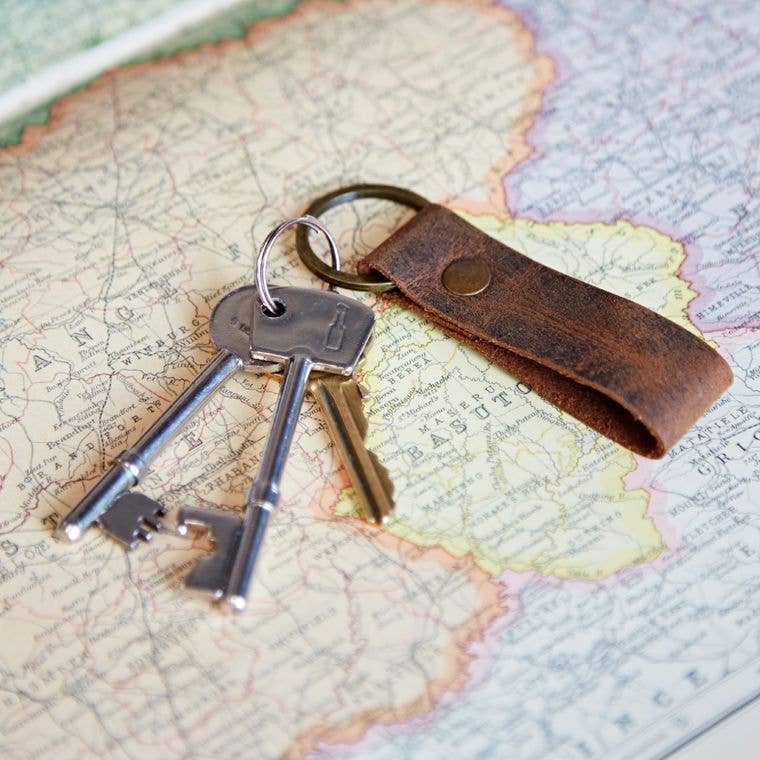 Buffalo Leather Loop Keyring - Keychain - Key Fob