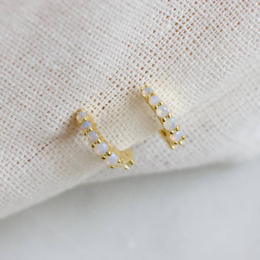 Opal Huggie Hoop Earrings