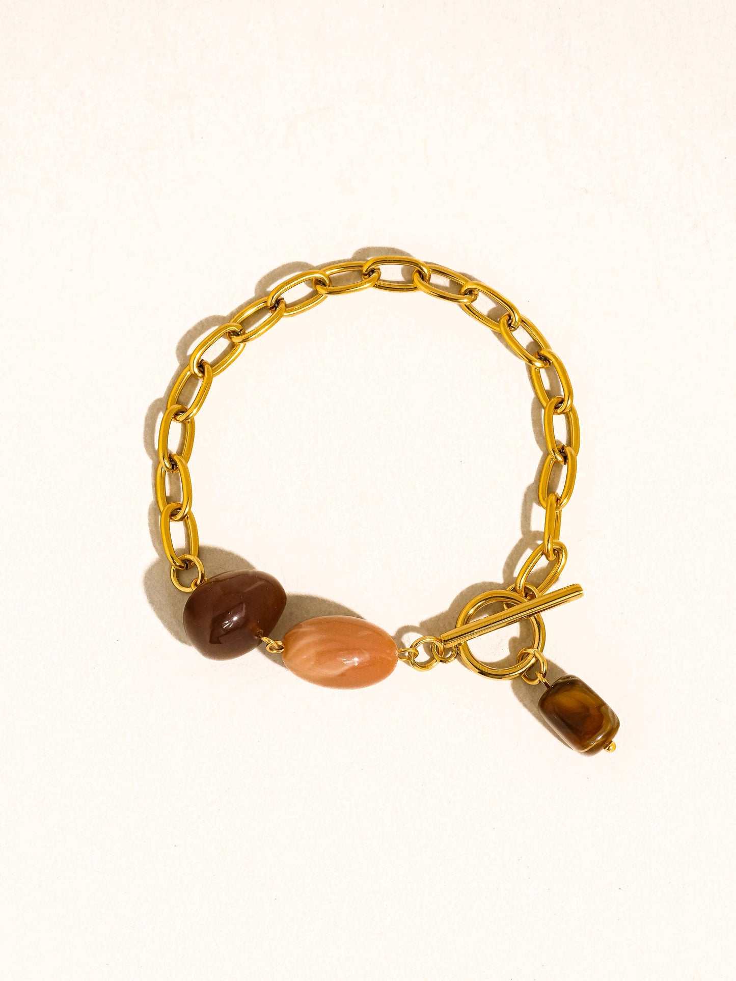 Kenlie 18K Gold Non-Tarnish Agate Charm Bracelet
