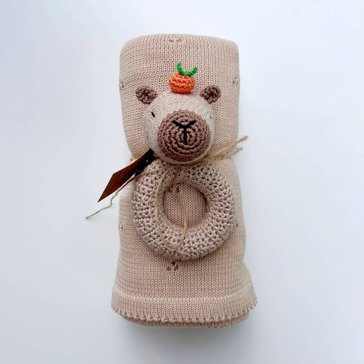 Organic Knit Baby Blanket - Tan