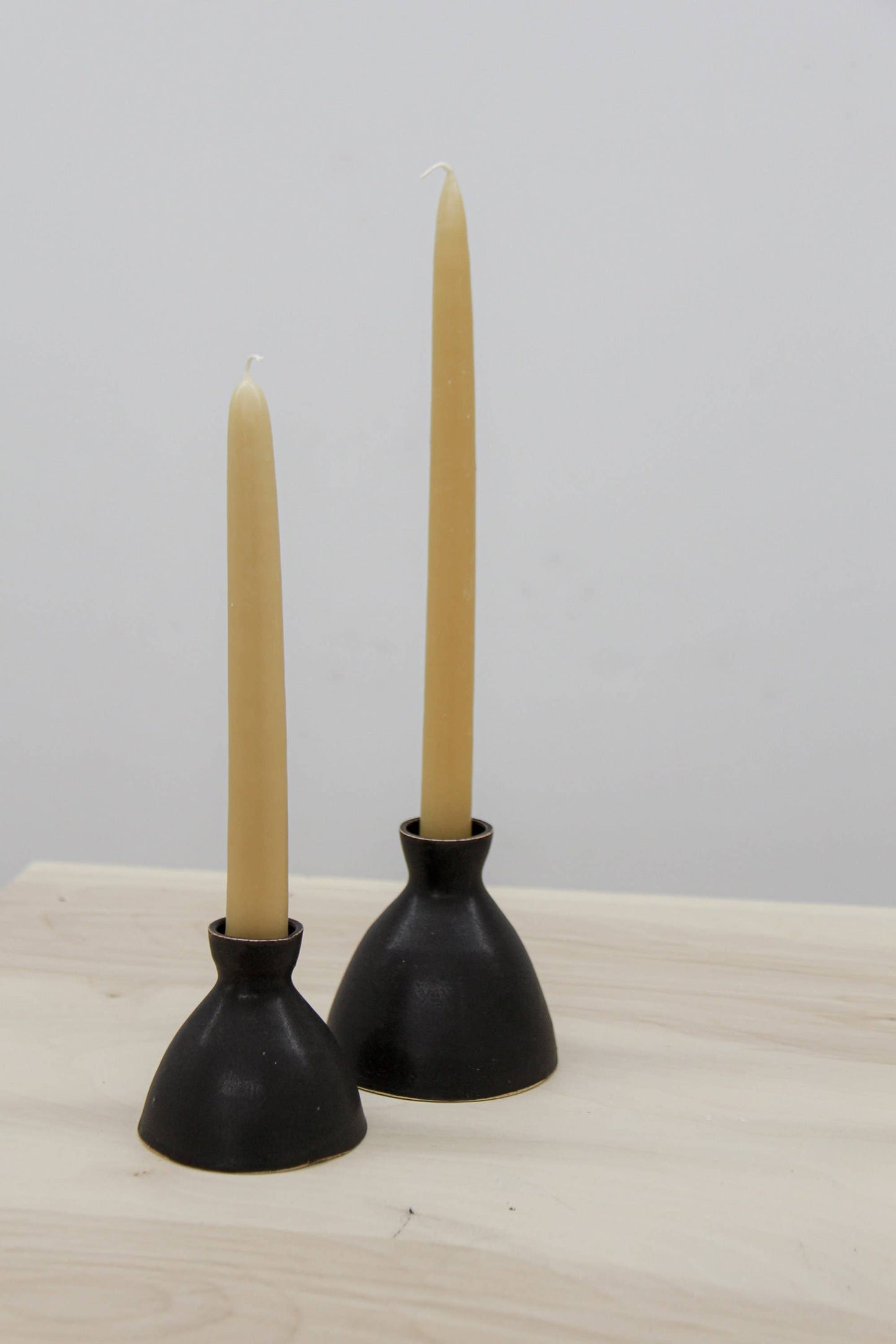 Matte Black Ceramic Candle Taper Holder