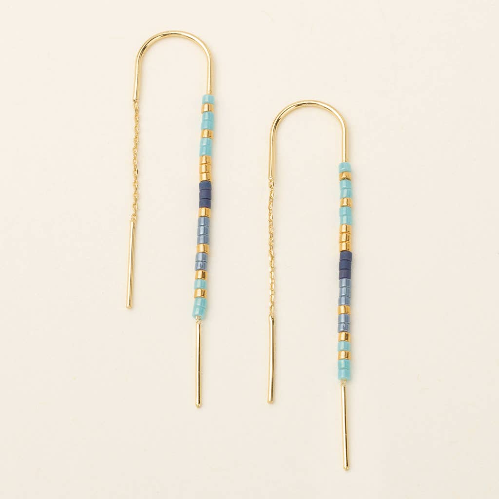 Miyuki Thread Earring - Cobalt /Gold