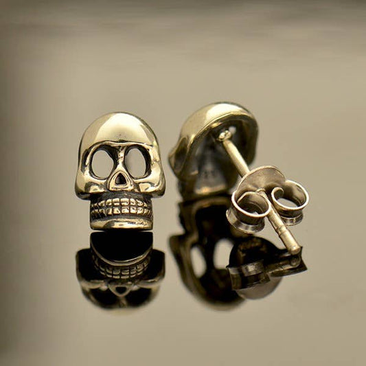 Bronze Skull Post Earring