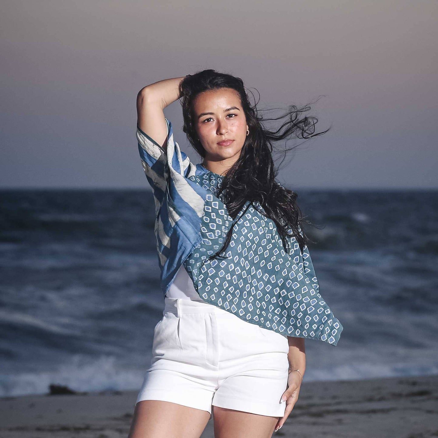Block Print Cotton Silk Crop Top