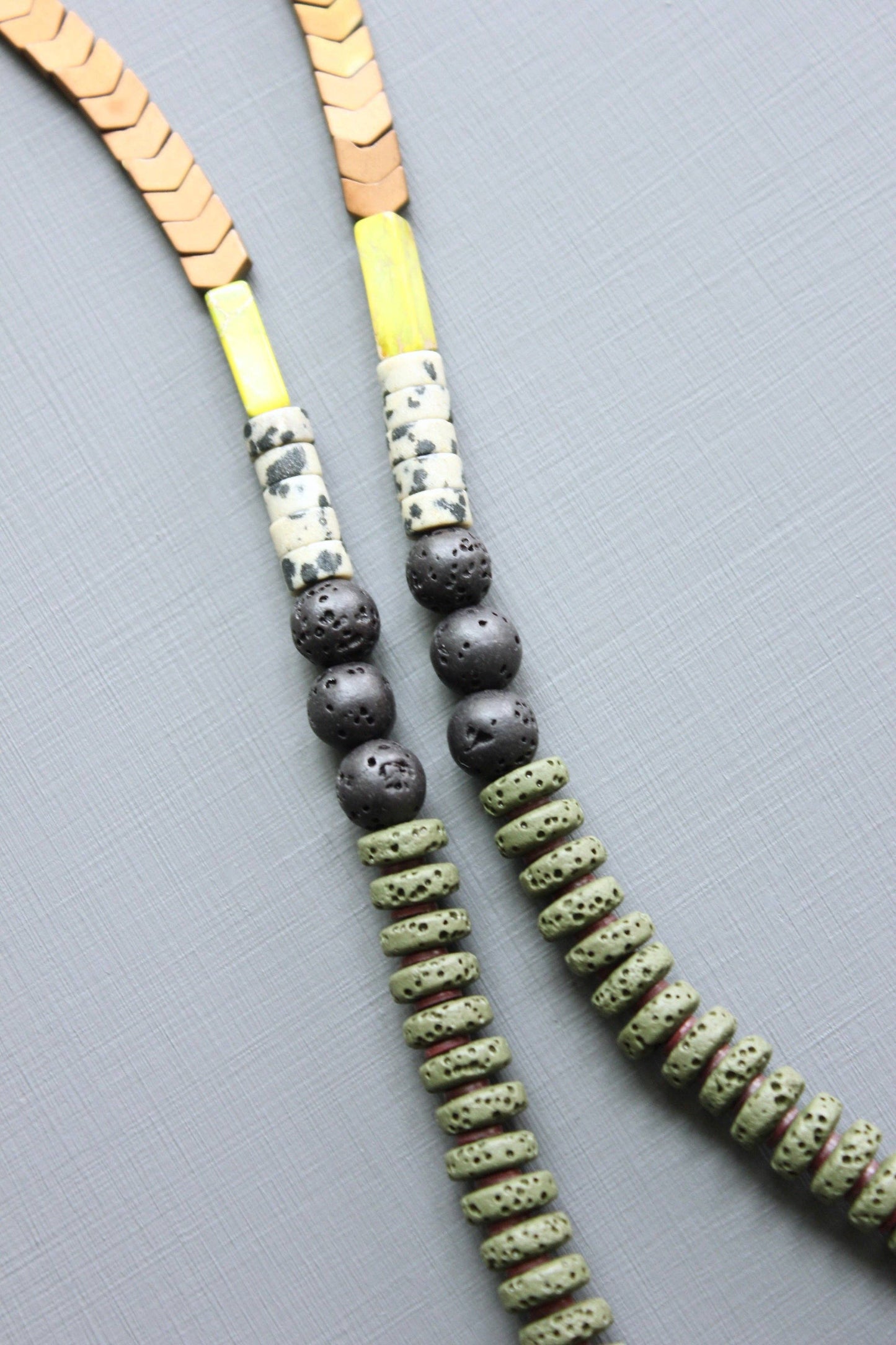 Hematite, Jasper & Lava Bead Necklace