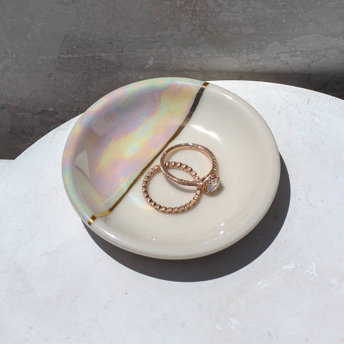 Dipped Iridescent Ring Dish