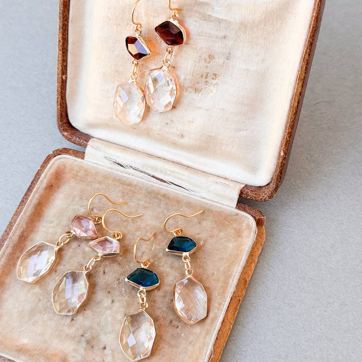 Faceted Glass Drop Earrings