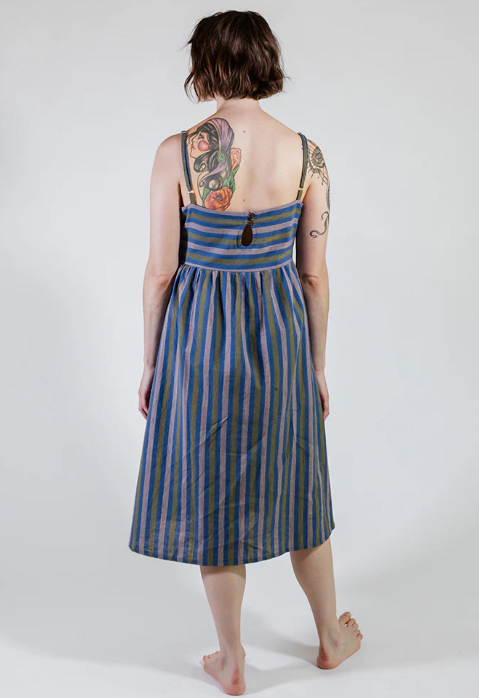 Ivy Midi Dress Lavender Stripe