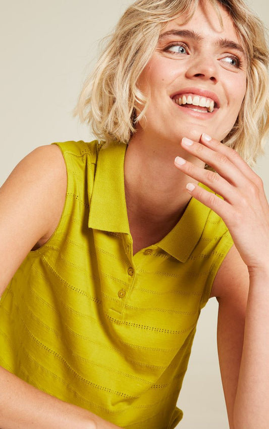 Ajour Sleeveless Polo