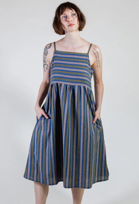 Ivy Midi Dress Lavender Stripe