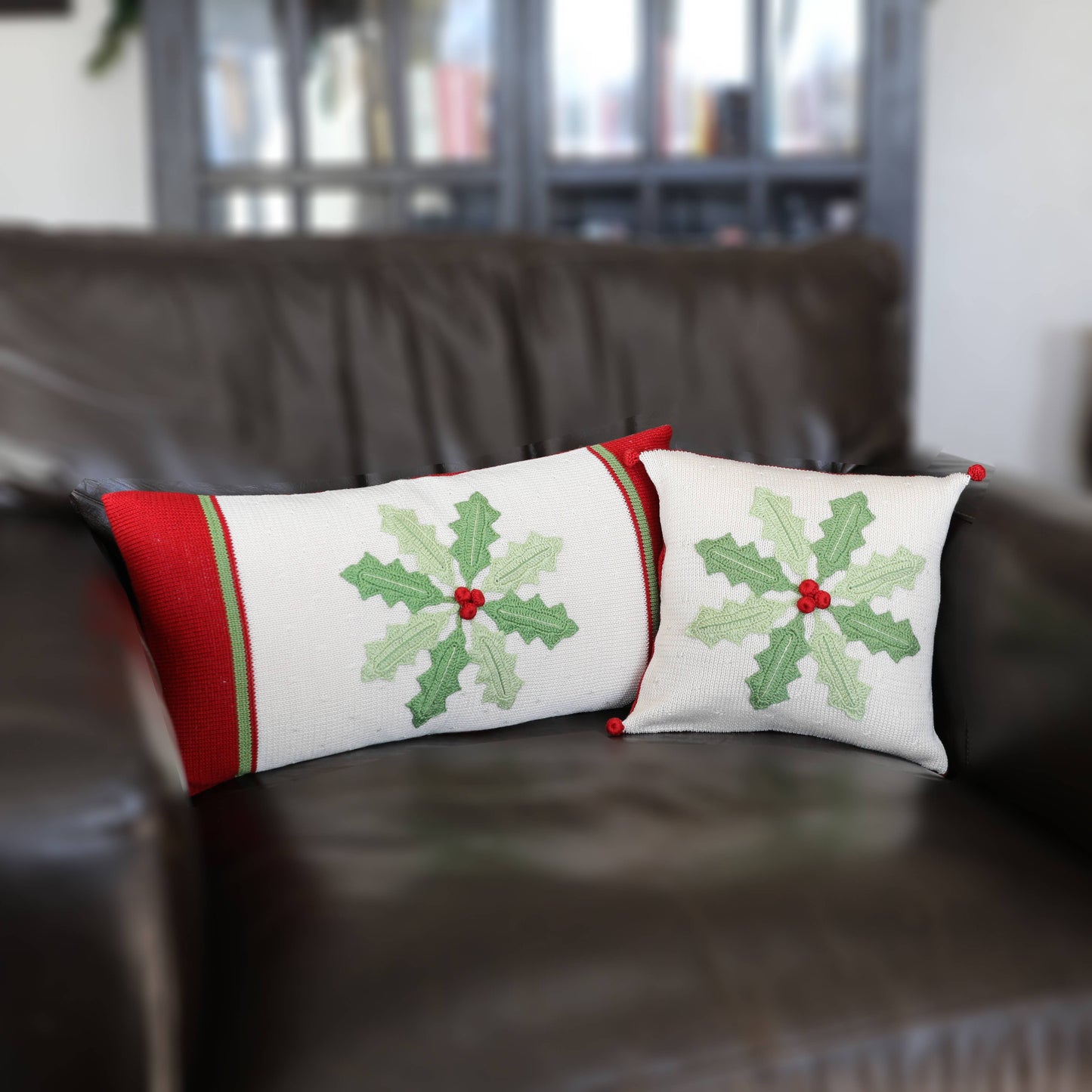 Holly Pinwheel Christmas Pillow