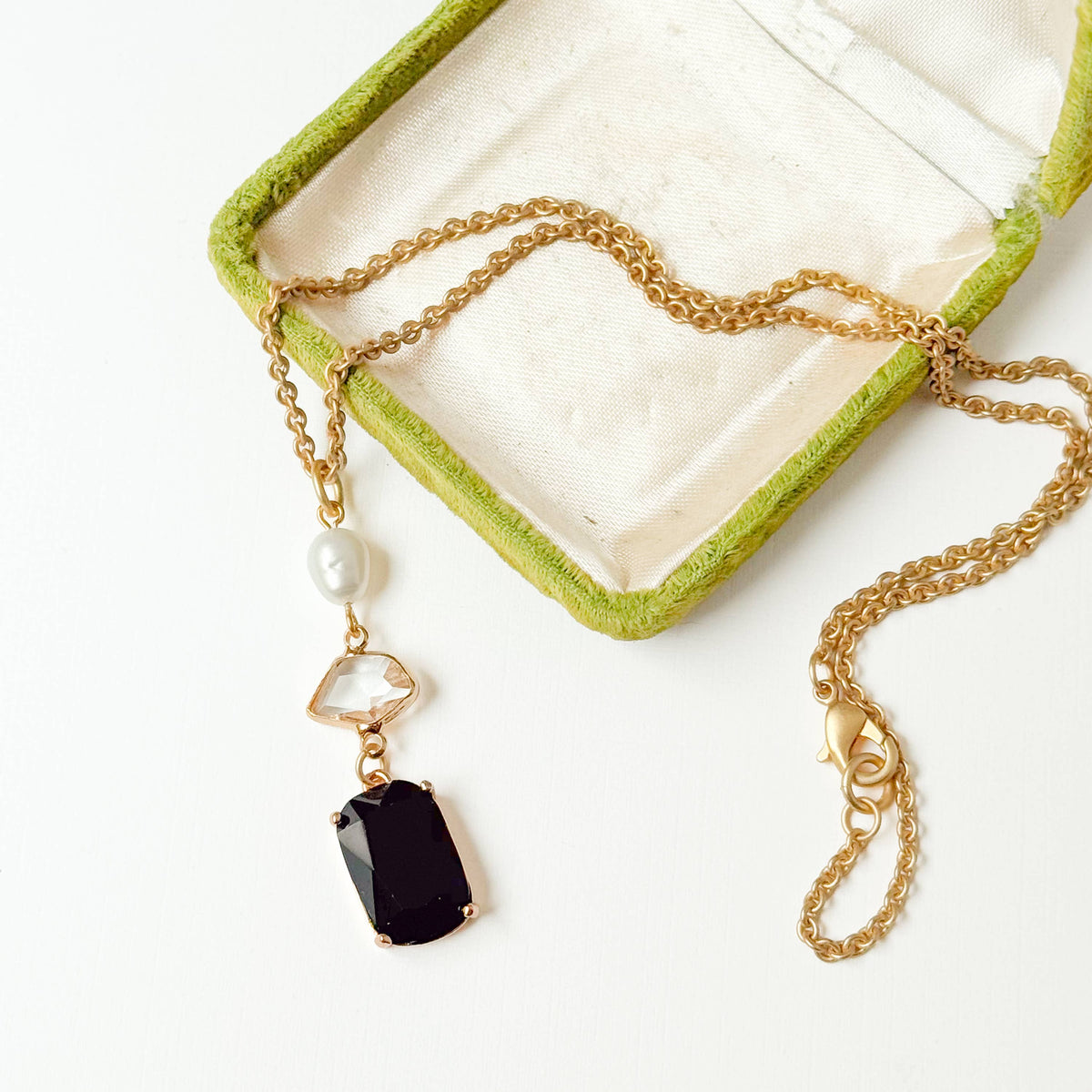 Black Glass & Freshwater Pearl Necklace