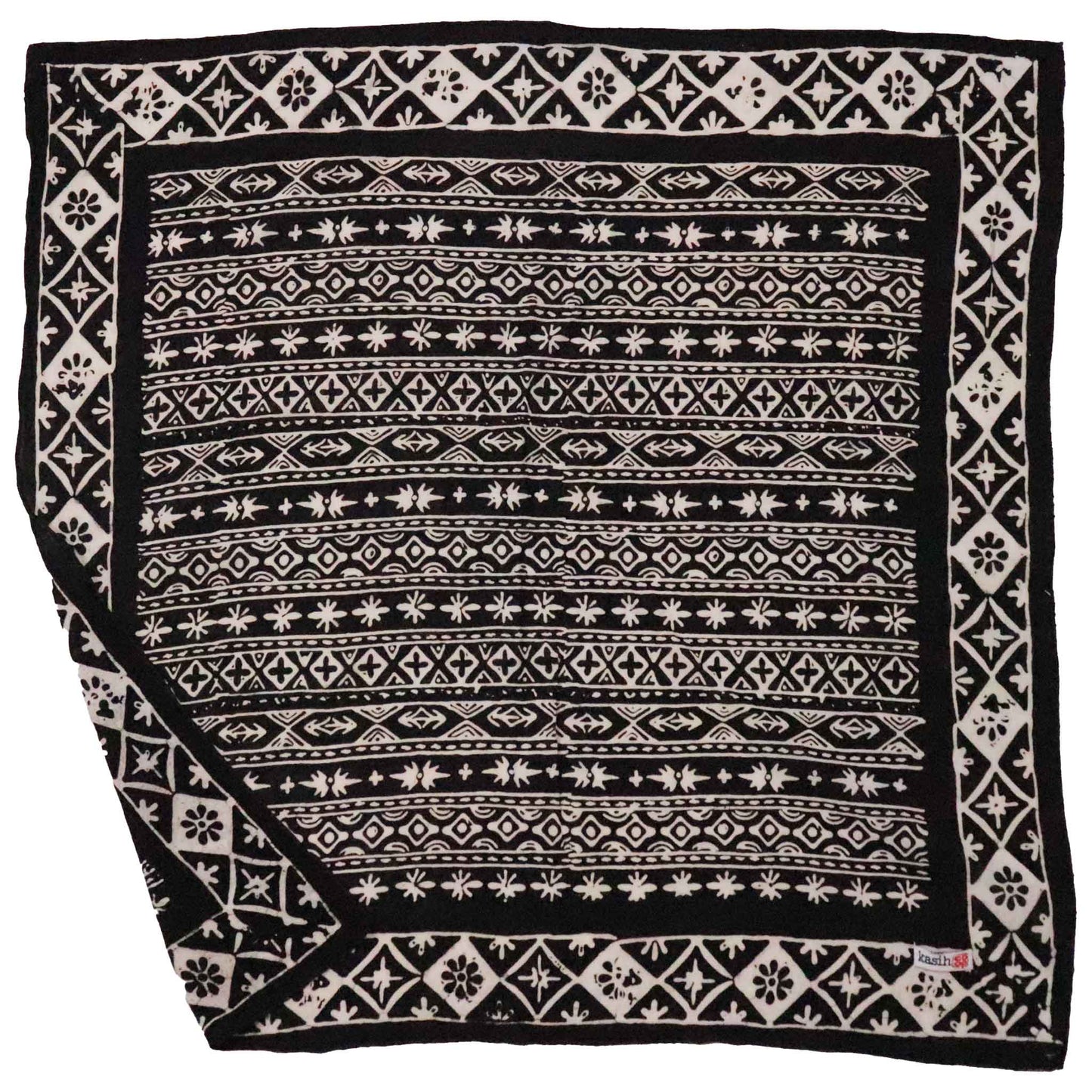 Black White Geometric Batik Bandana