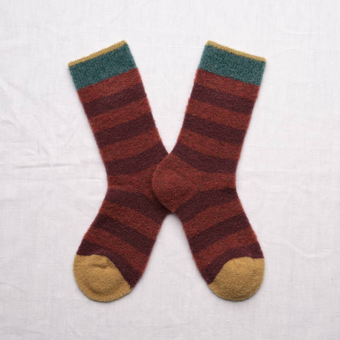 Wool Blend Mousse Rust Striped Socks