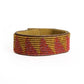 Medium Tri Coral and Gold Beaded Leather Cuff