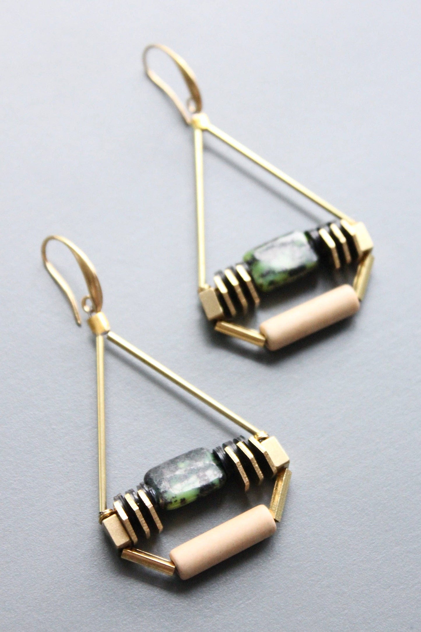 Glass and Jasper Art Deco Earrings