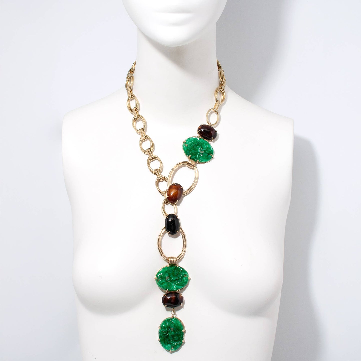 CAIRN NECKLACE IN DEEP GREEN FLORAL