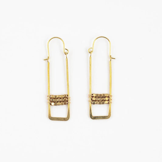 Framed Brass Cube Earrings