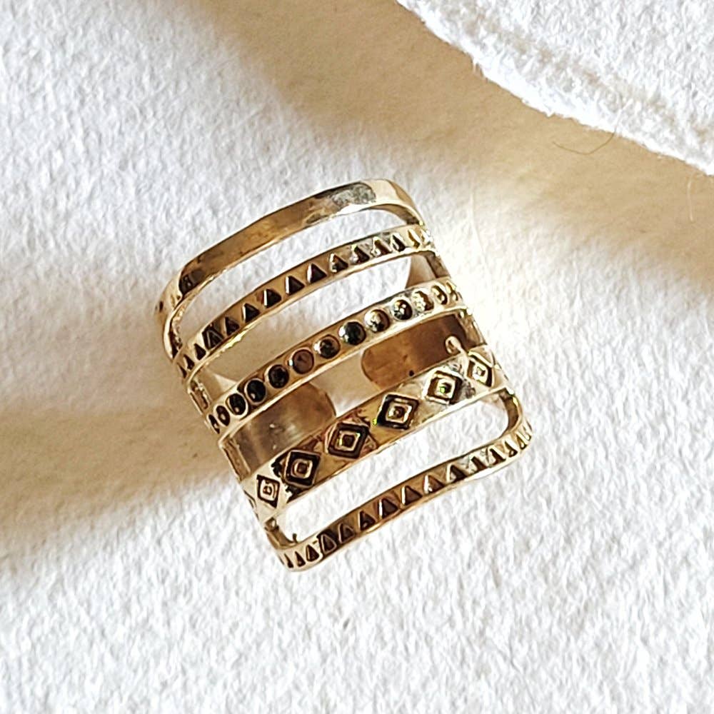 Brass Wrap Layered Ring, Adjustable
