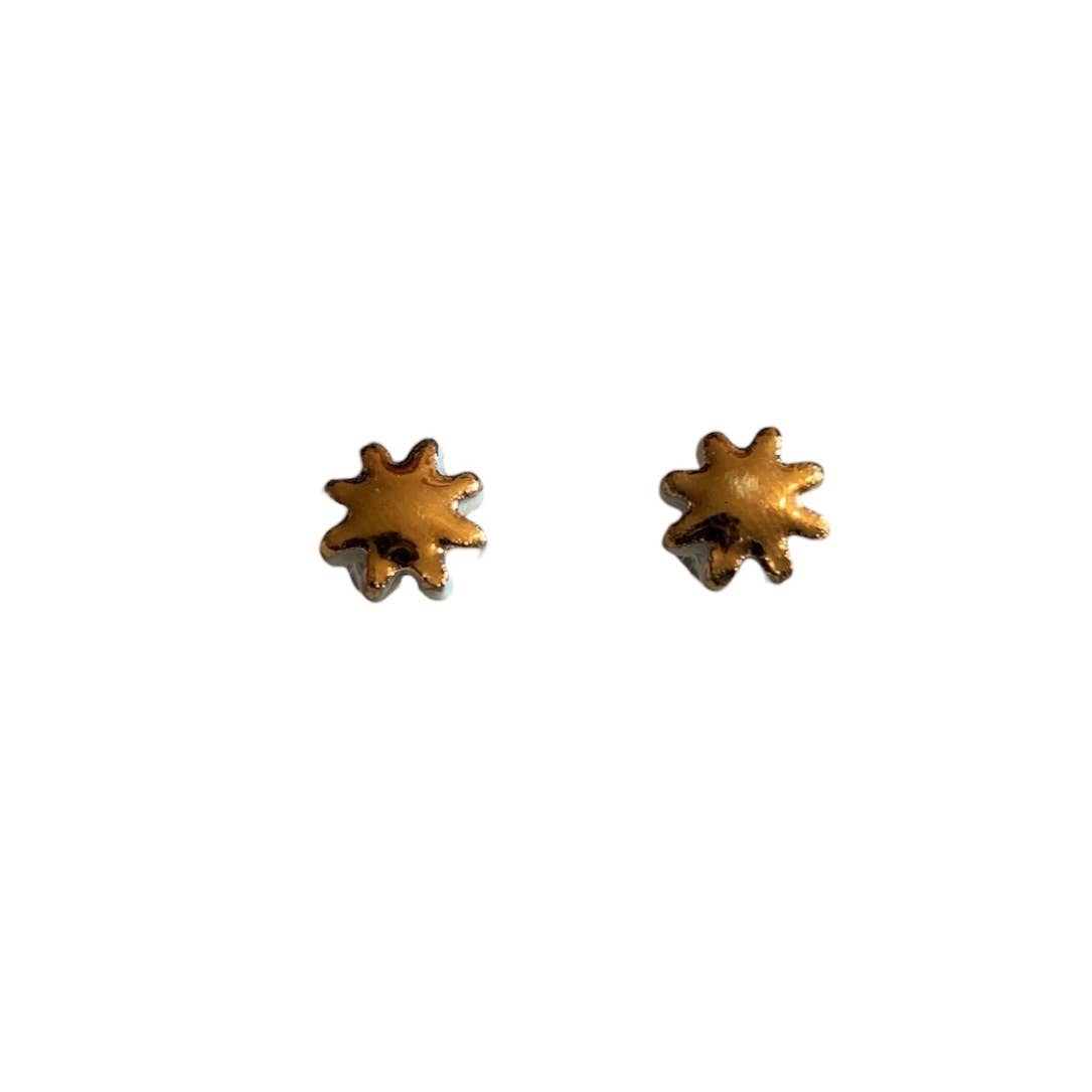 Flower + Gold Ceramic Studs