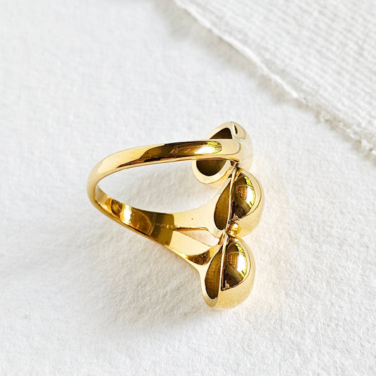 18k gold plated wrap three orb chunky ring